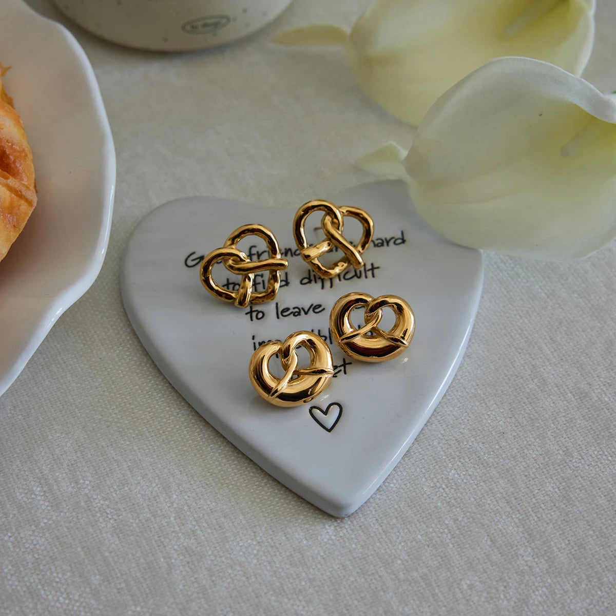 Large Pretzel Heart-Shape Earrings