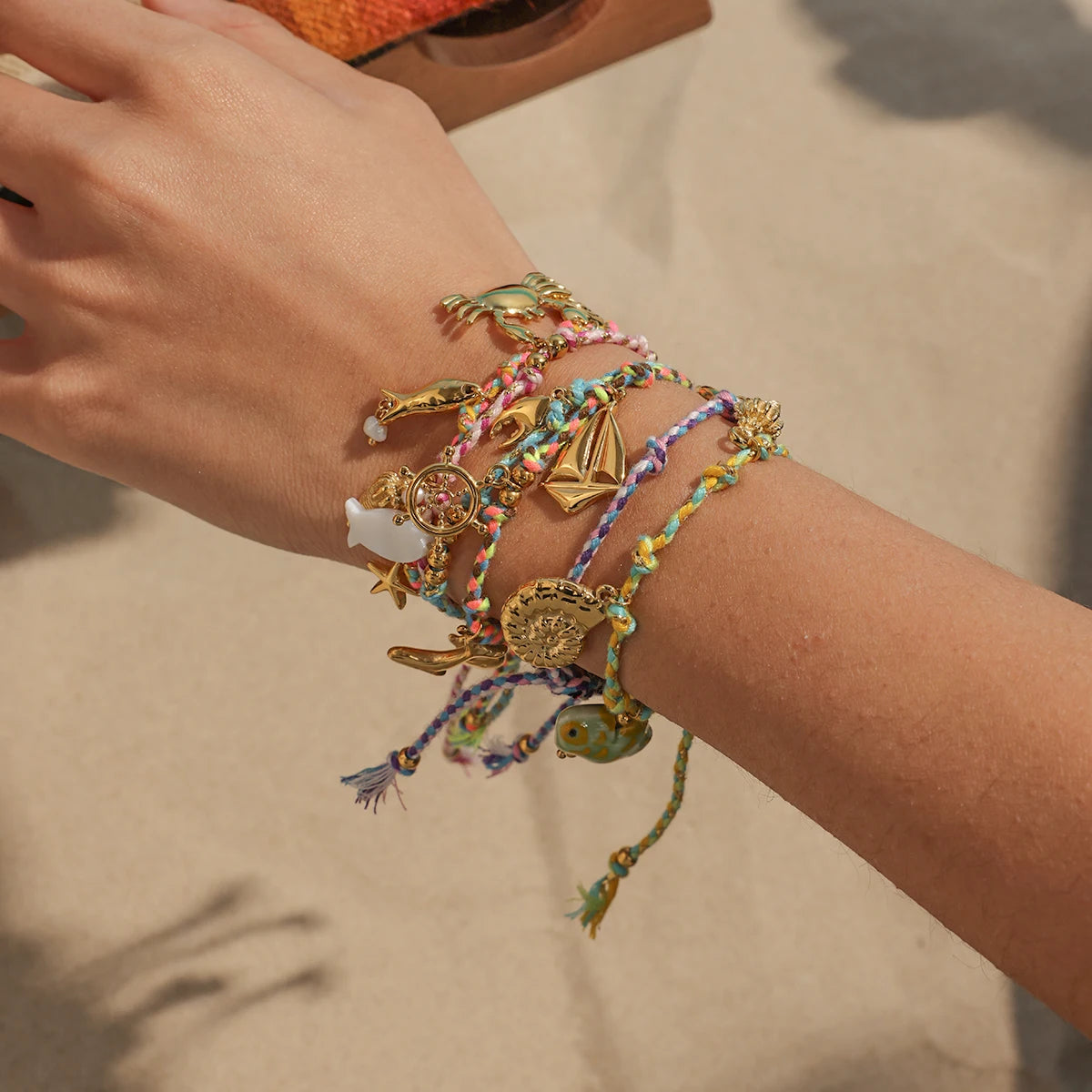 Kika Beach Ocean Resort Wind Sea Star Pendant Adjustable Rope Bracelet