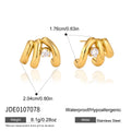 KIKA Round Zircon Multilayer C Shape Stud Earrings For Women 18K Gold PVD Plated Stainless Steel Earrings Fashion Jewelry Gift
