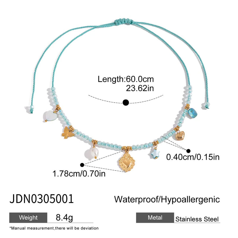 Kika Ocean Vacation StyleHeart shaped Butterfly  Necklace