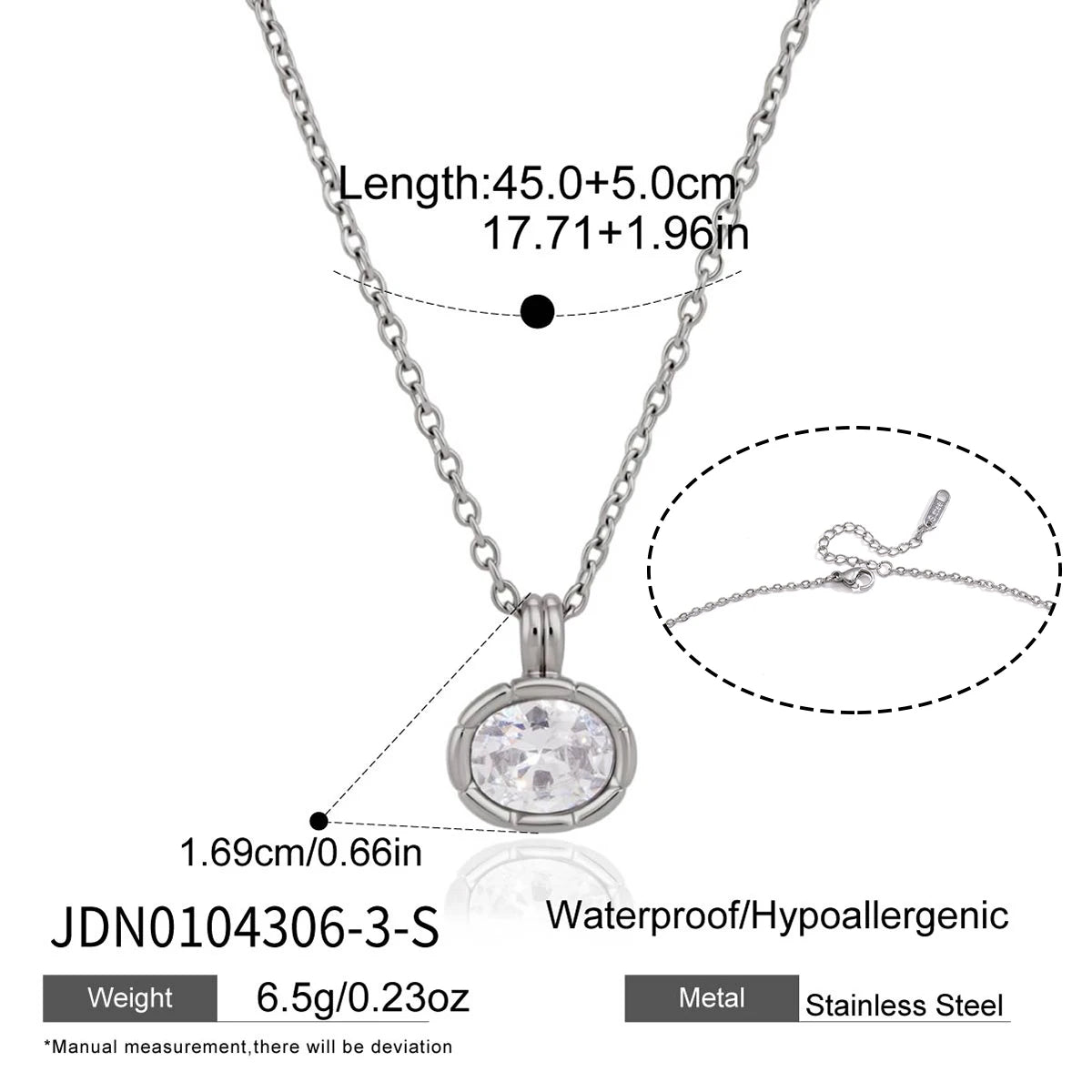 Kika Geometric Zircon Pendant Necklace For Women Minimalist 18K Gold PVD Plated Stainless Steel 316L