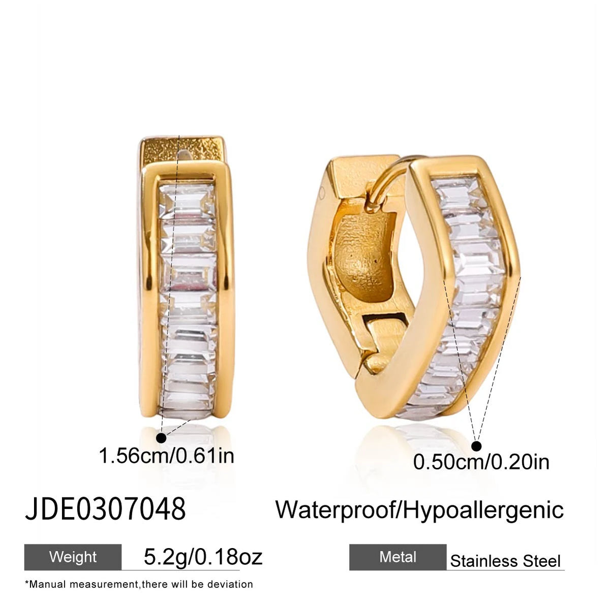 Kika Simple Classic Round White Zircon U-shape Hoop Earrings