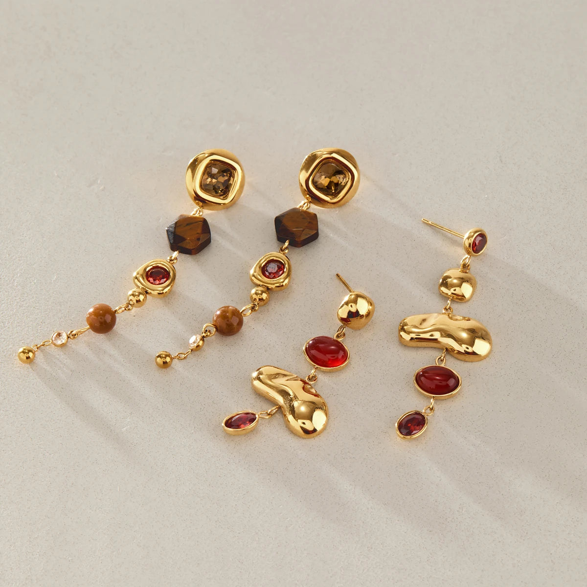 KIKA Geometric Natural Stone Zircon Drop Earrings For Women 18K Gold PVD Plated Stainless Steel Earrings Fashion Jewelry Gift
