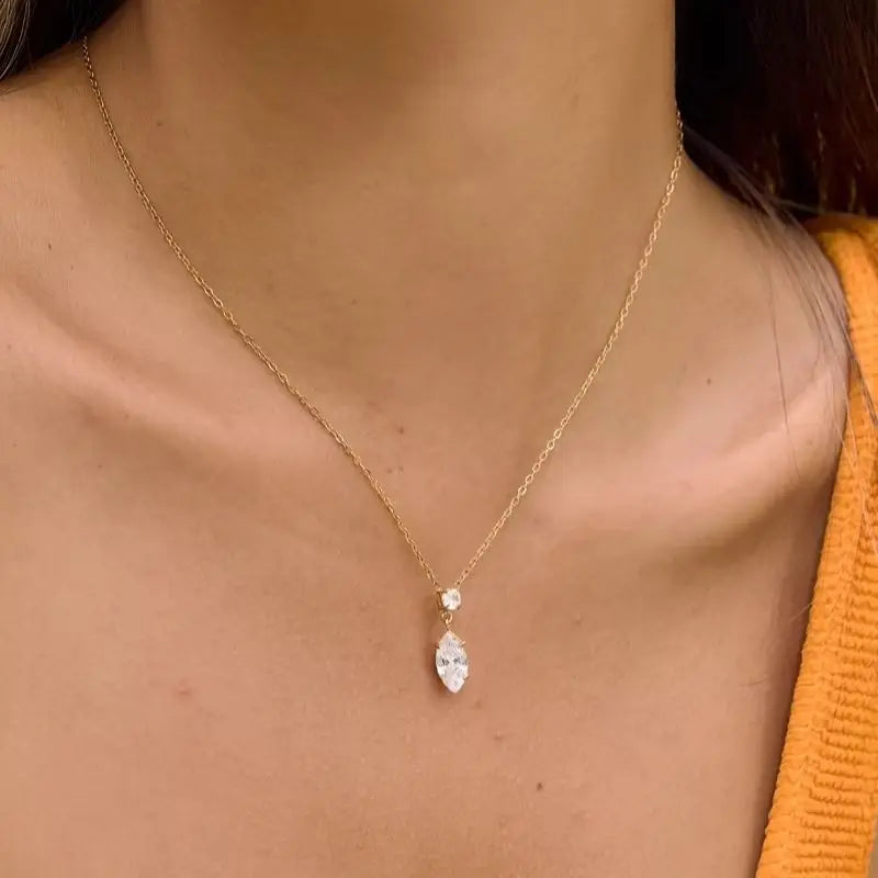 Kika Round Horse Eye Shape Zircon Pendant Necklace