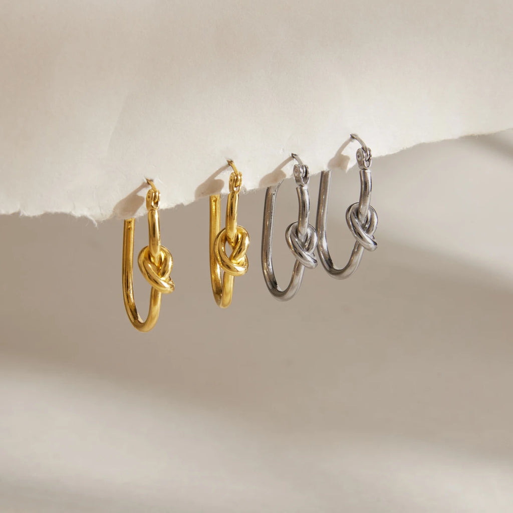 KIKA Classic Knotted U Shape Clip EarringsPVD 18K Gold Plated Stainless Steel316L