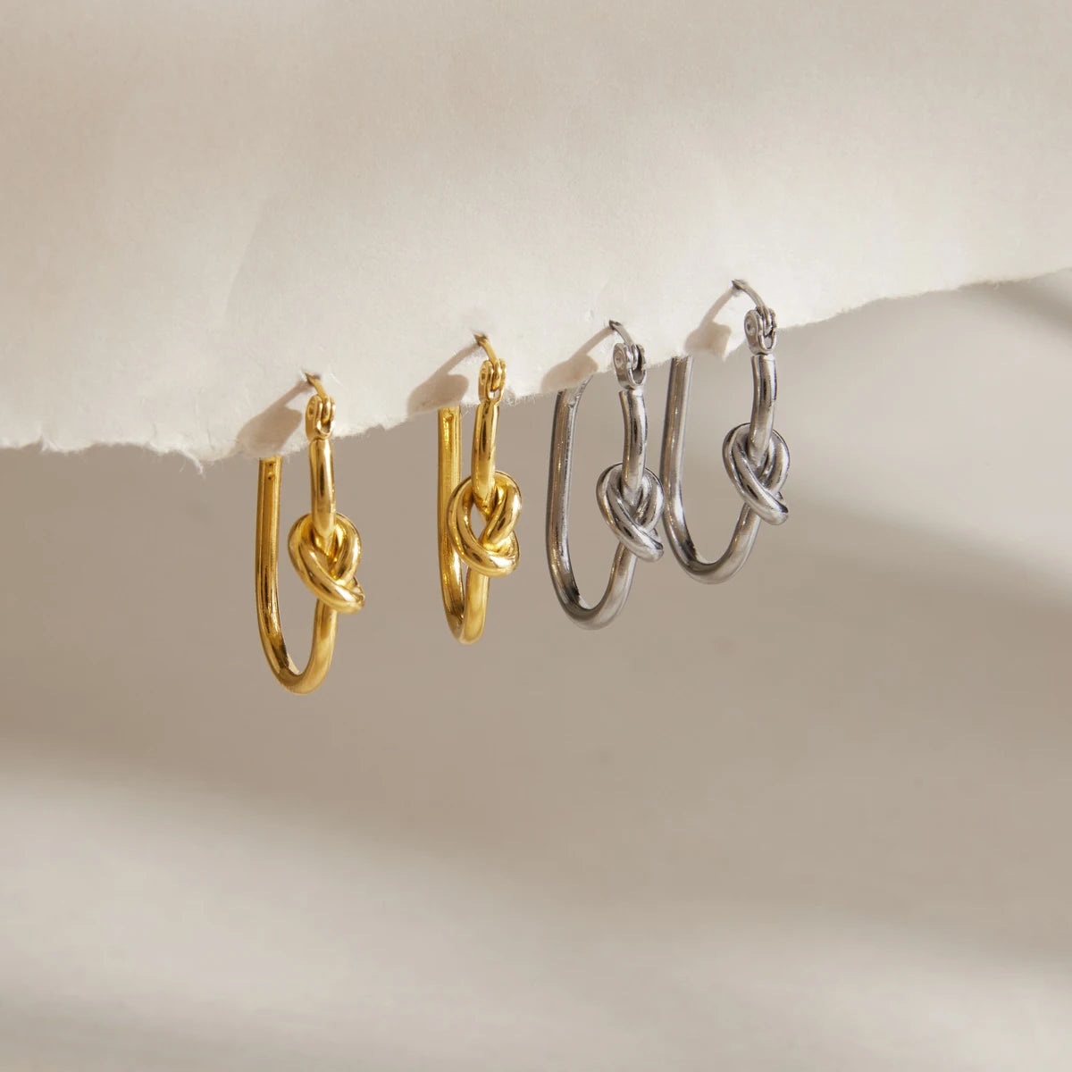 KIKA Classic Knotted U Shape Clip EarringsPVD 18K Gold Plated Stainless Steel316L