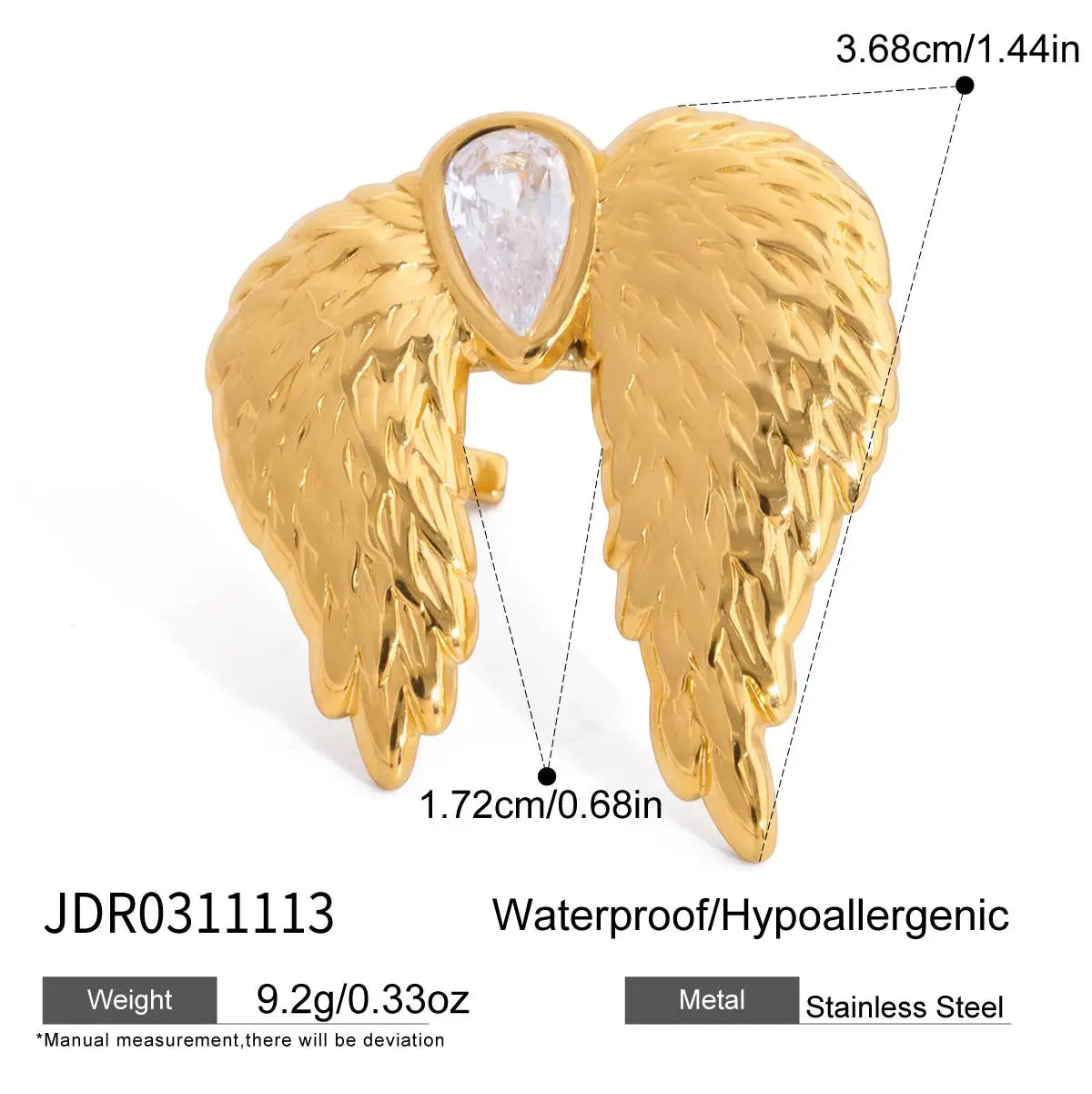 Classic White Zircon Wings Opening Ring
