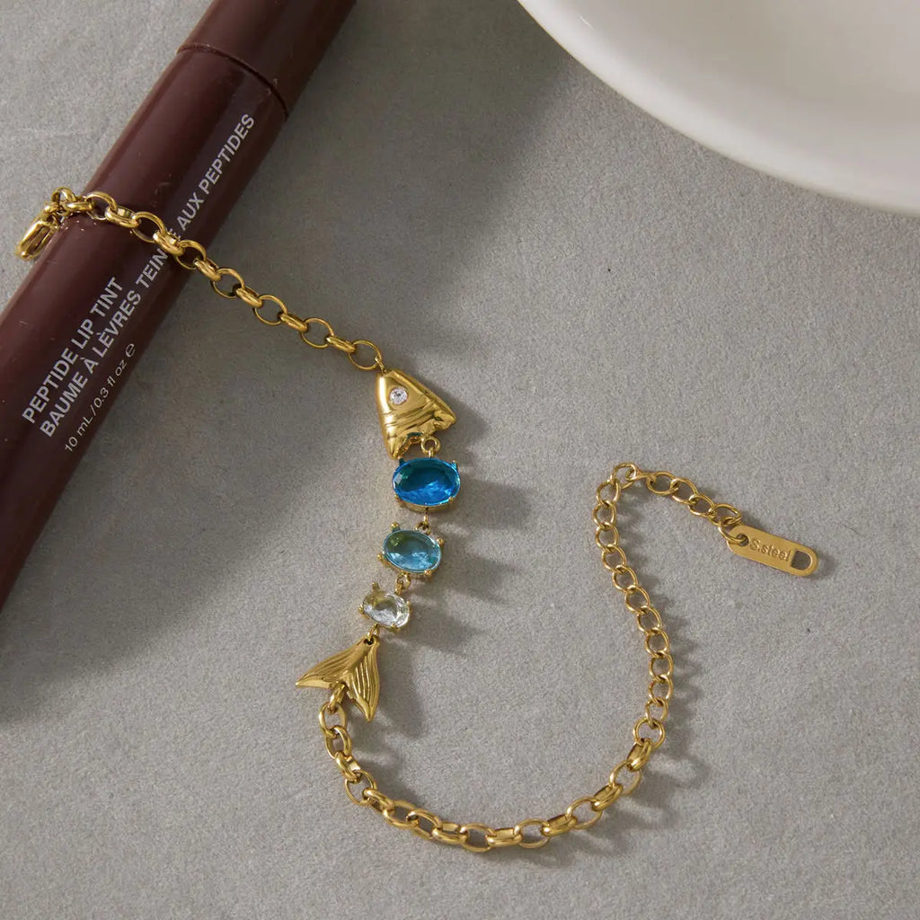 Kika Shiny Blue Gradient Fish Egg Shaped Zircon Bracelet