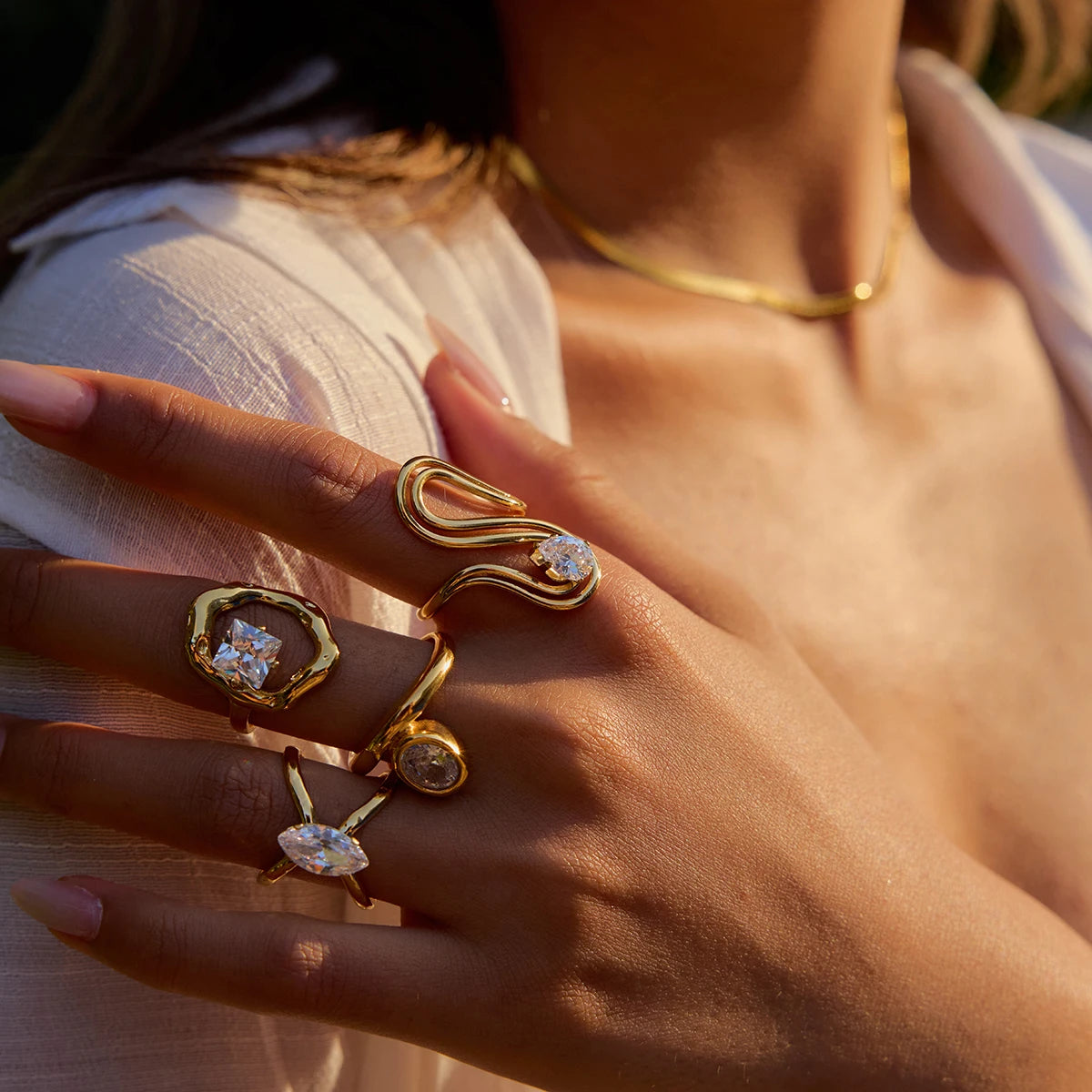 Kika Minimalist Geometric Stackable Ringsw Rings