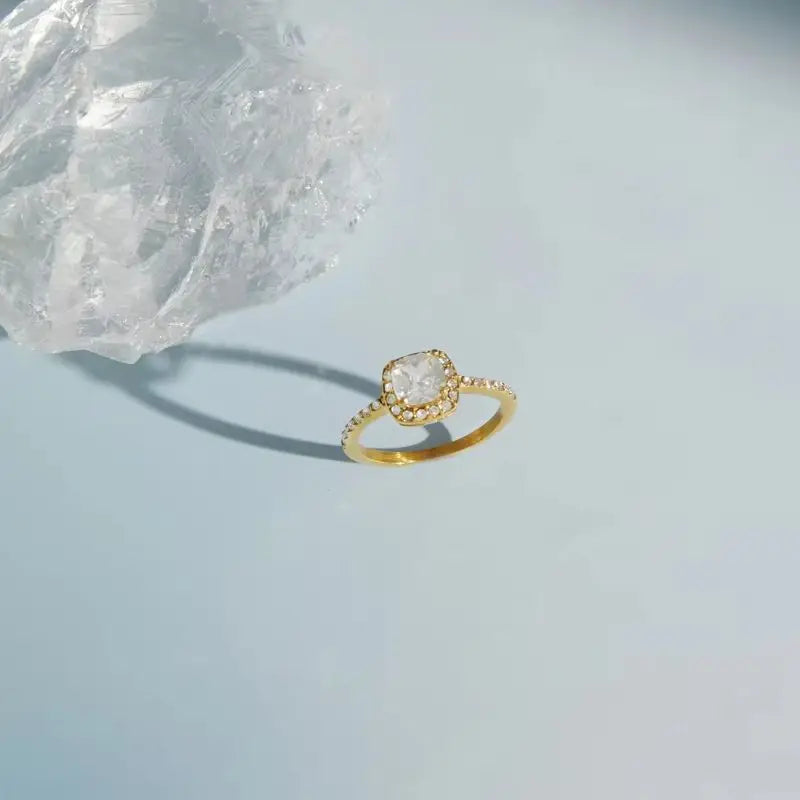 KIKA Square Zircon Ring PVD Plated Stainless Steel 316L