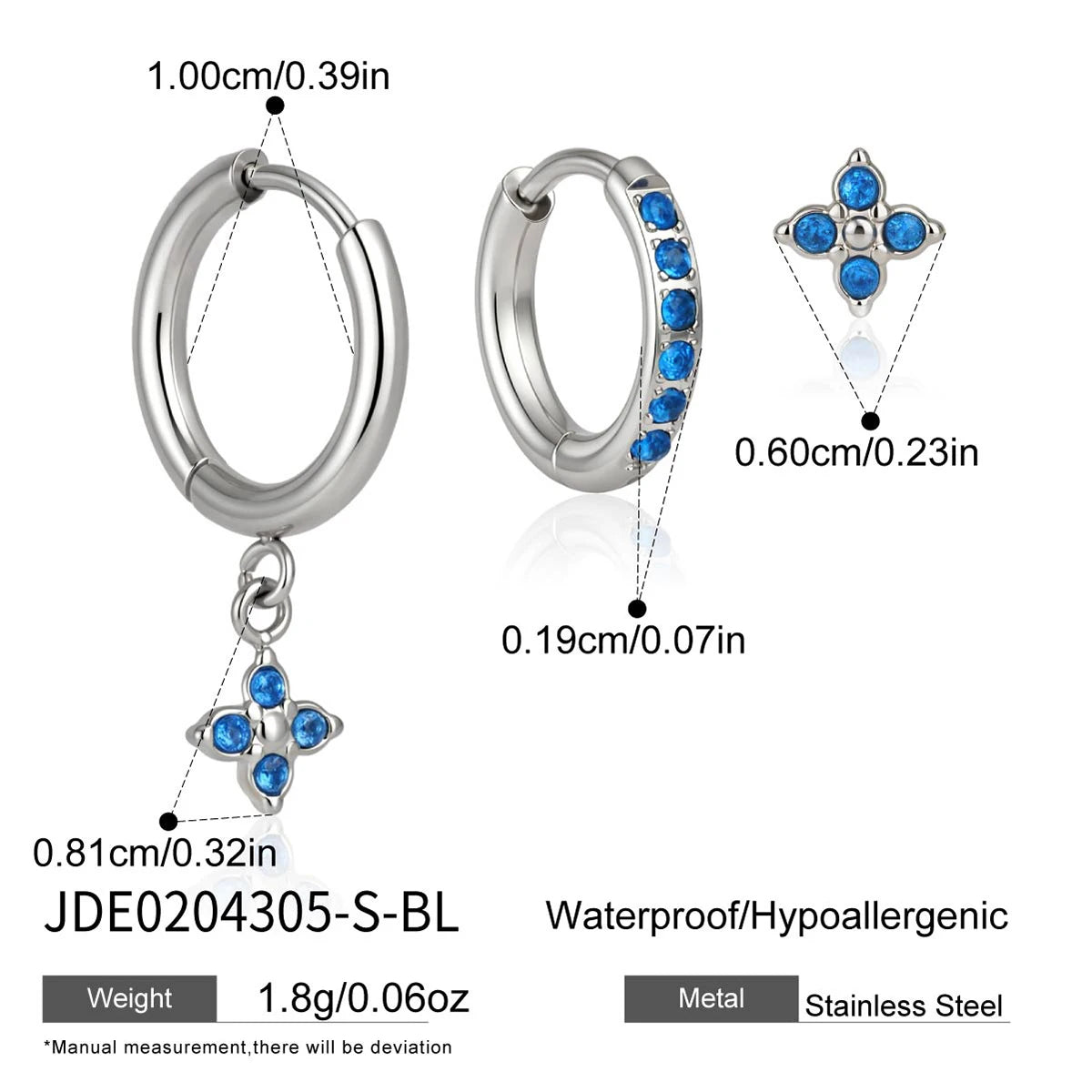 KIKA Delicate Zircon Earrings  PVD Plated Stainless Steel 316L