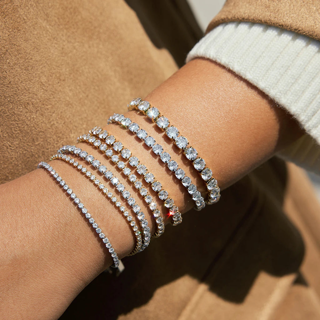 Classic White Round Zircon Tennis Ball Chain Bracelet