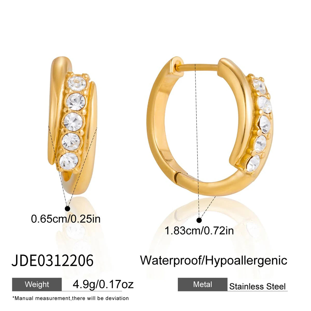 Kika Simple Classic Round White Zircon U-shape Hoop Earrings