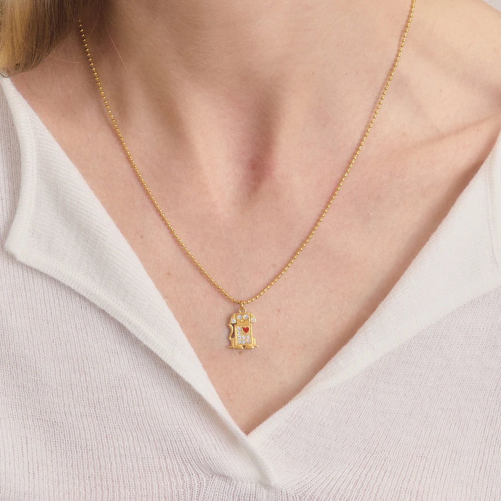 Cute Hug Dog Cat Pet Pendant Rhinestone Necklace