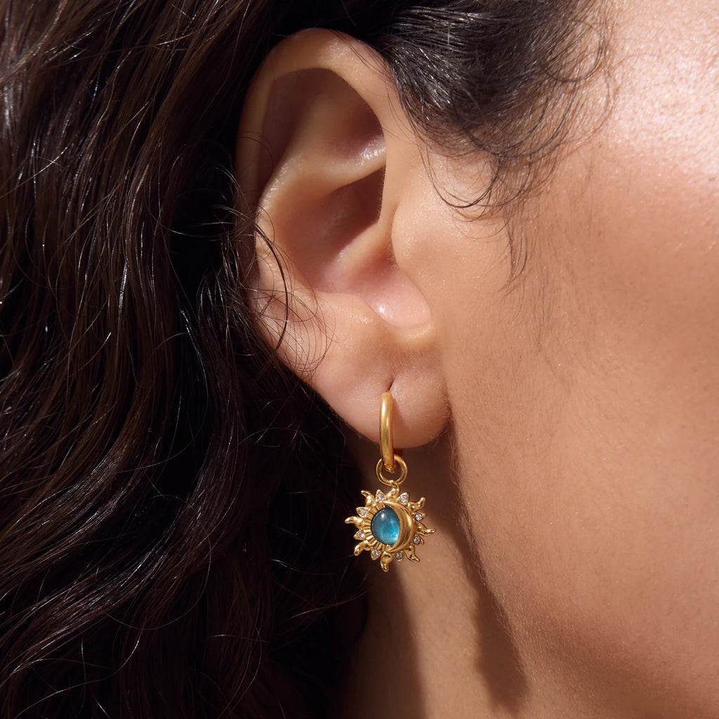 Kika Elegant Blue Resin Necklace Earrings Gold PVD Plated Stainless Steel 316L Moon Star