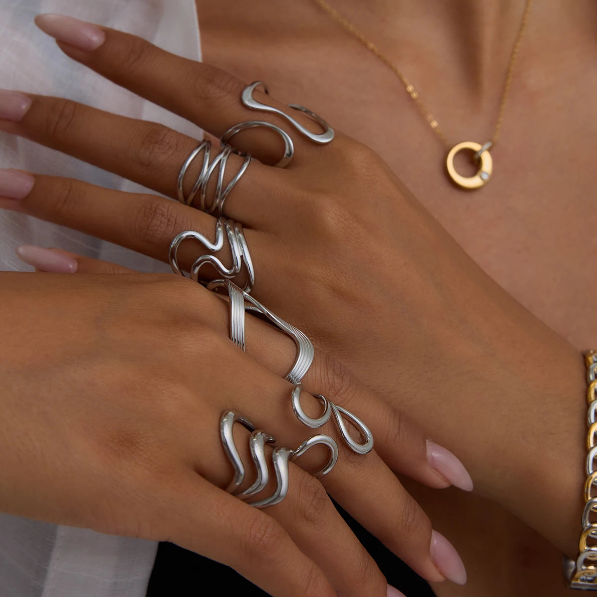 Smooth Line Irregular Ring Adjustable and Stackable