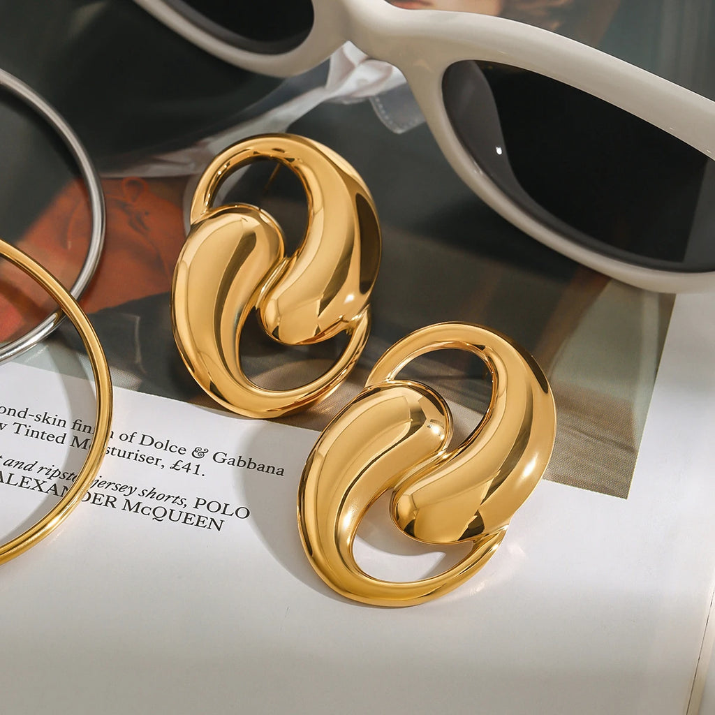 Minimalist Smooth Water Drop Shaped Hollow Earrings