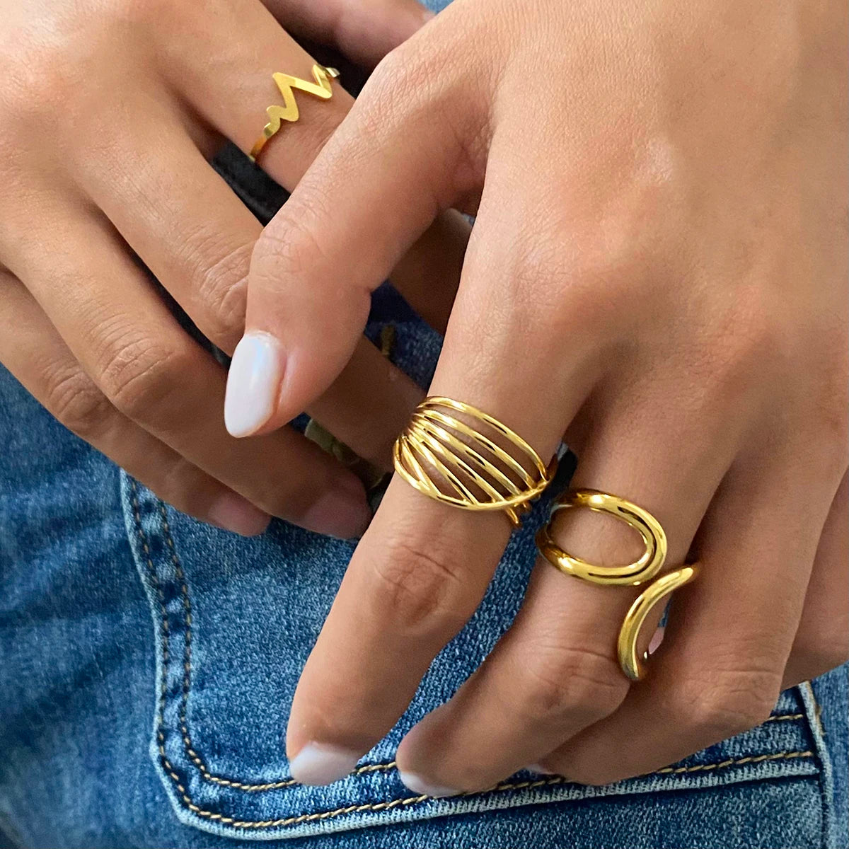 Fashion Texture Irregular Ring Stackable