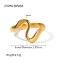 KIKA Fashion  Irregular Texture Set Ring Opening Adjustable PVD Plated Stainless Steel 316L
