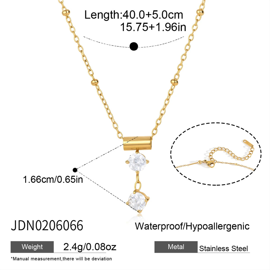 KIKA  Slideable Detachable Zircon Pendant Necklace  18K Gold PVD Plated Stainless Steel 316L