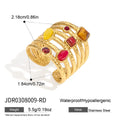 KIKA Vintage Natural Stone Rings For Women Multilayer 18K Gold PVD Plated Stainless Steel Open Rings Fashion Jewelry Gift