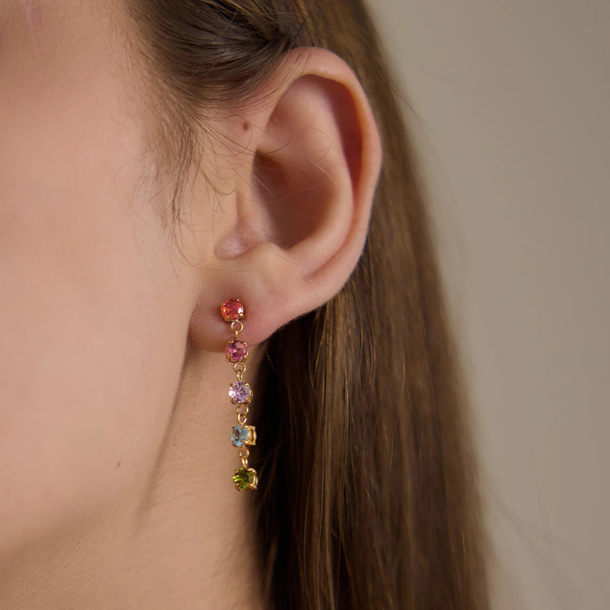 Kika Multicolor Round Zircon Drop Earrings