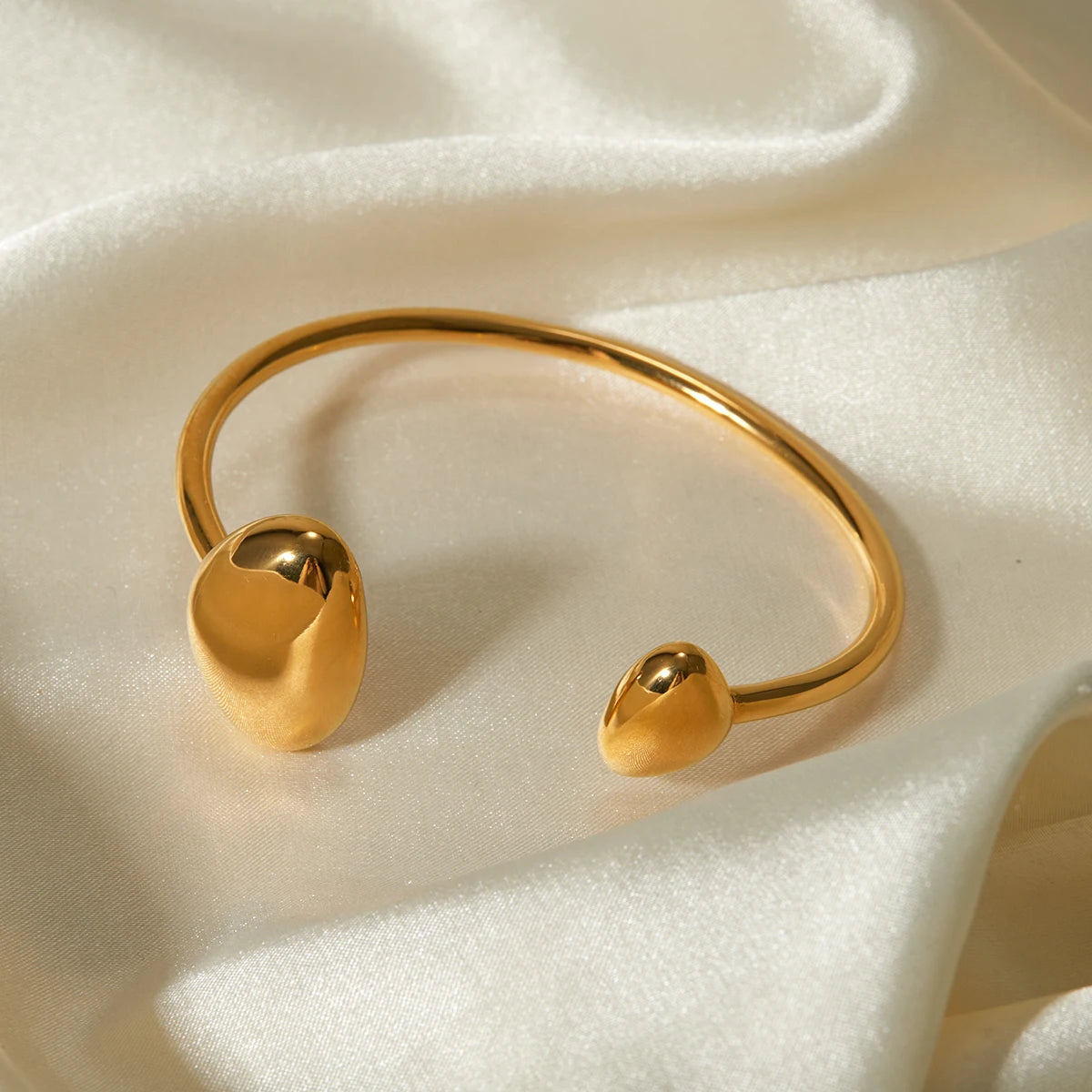 KIKA Unique Geometric Open Bracelet Stainless Steel Gold Plated Color Waterproof Jewelry for Women Valentine's Day Gift