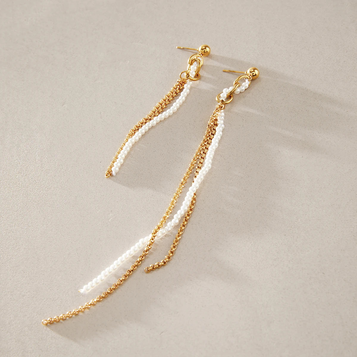 KIKA Asymmetric Imitation Pearl Earrings For Women 18K Gold Plated Stainless Steel L316L