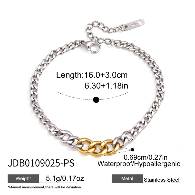 KIKA Classic Mixed Color Chain Bracelet For Women Minimalist 18K Gold PVD Plated Stainless Steel Bracelet Fashion Jewelry Gift