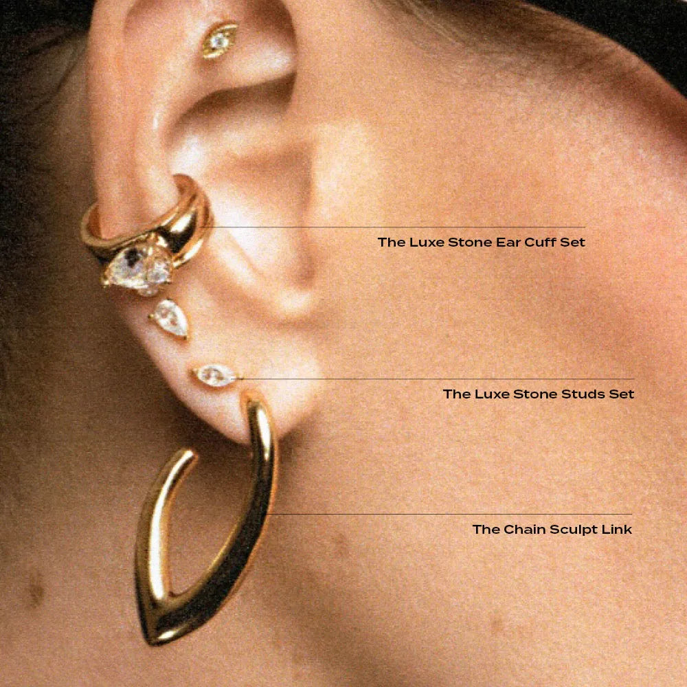 Kika Minimalist Classic  Inlay Droplet Shaped Zircon Ear Clip