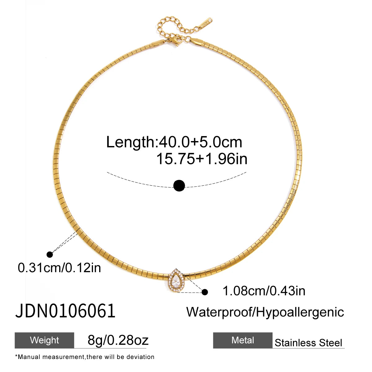 Kika Geometric Zircon Pendant Necklace Minimalist 18K Gold PVD Plated Stainless Steel 316L