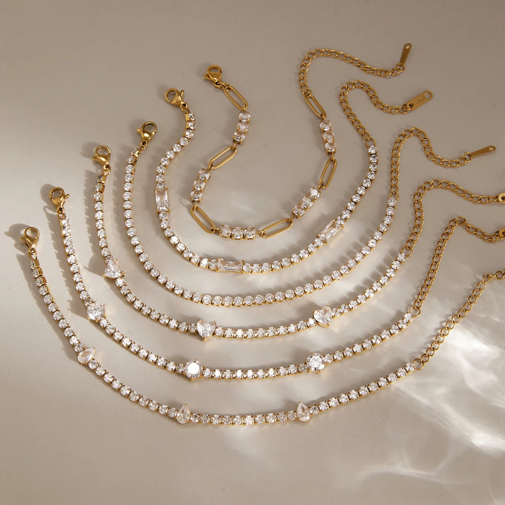 Kika Classic Zircon Tennis Chain Bracelet 18K Gold Plated Stainless Steel 316L