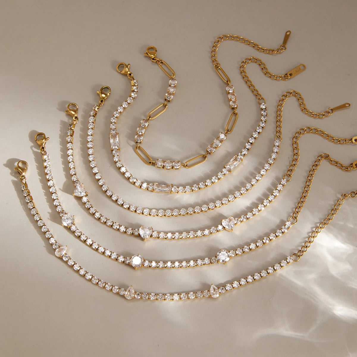 Kika Classic Zircon Tennis Chain Bracelet 18K Gold Plated Stainless Steel 316L