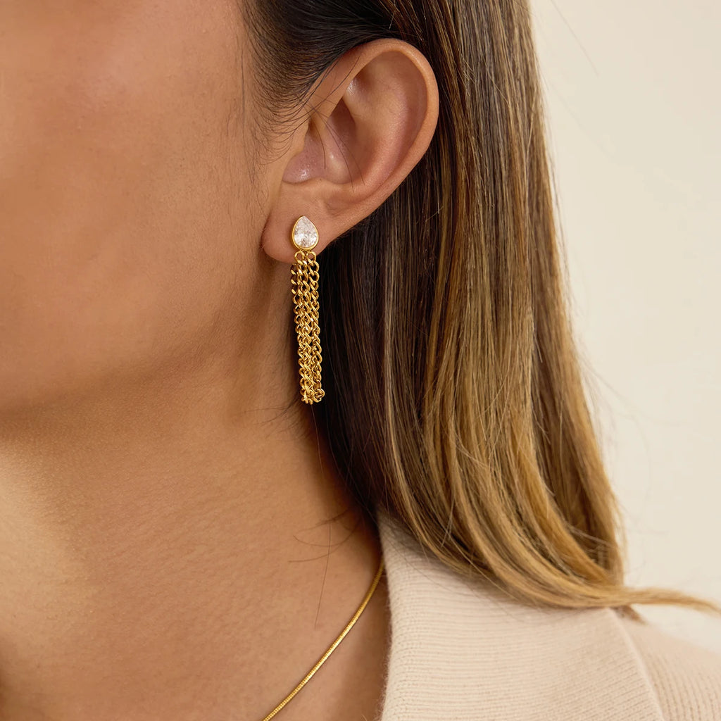 KIKA Classic Imitation Pearls Earrings  PVD Gold Plated Stainless Steel 316L