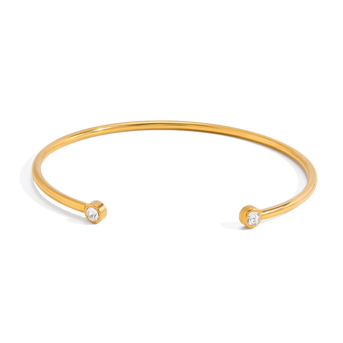 White Round Zircon Open Bracelet With O-Chain Double Layered Bracelets