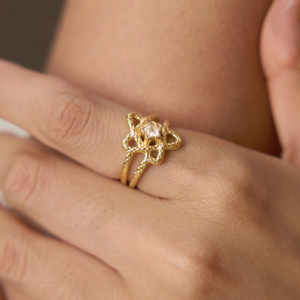 Kika Star Heart Zircon Hollow Open Rings