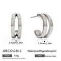 KIKA Minimalist Classic 18K Gold Color PVD  Plated Stainless Steel 316L C-Shaped Earrings Hypoallergenic Waterproof