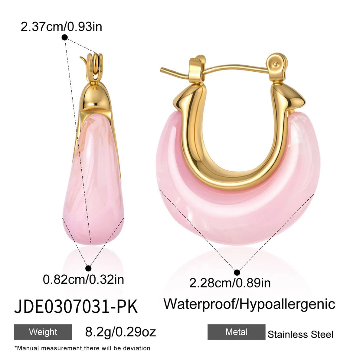 Kika Delicate Summer Blue Pink Colorful Resin Chubby U-Shaped Earrings