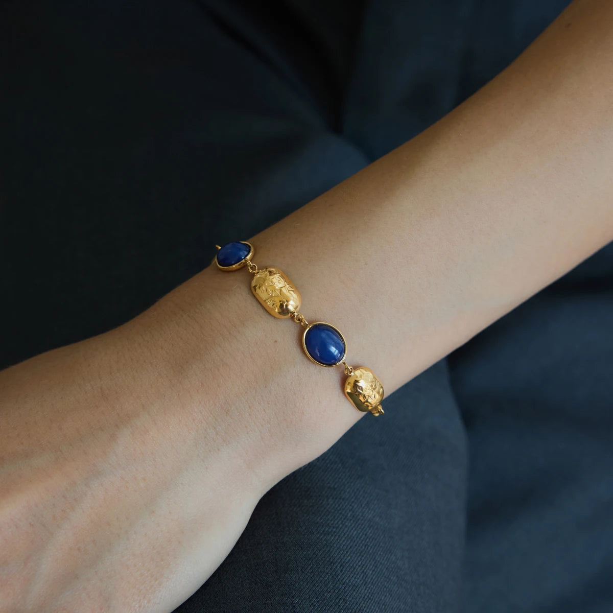 KIKA Blue Resin Red Agate Vinage Bracelet For Women Waterproof 18K Gold PVD Plated Stainless Steel Bracelet Fashion Jewelry
