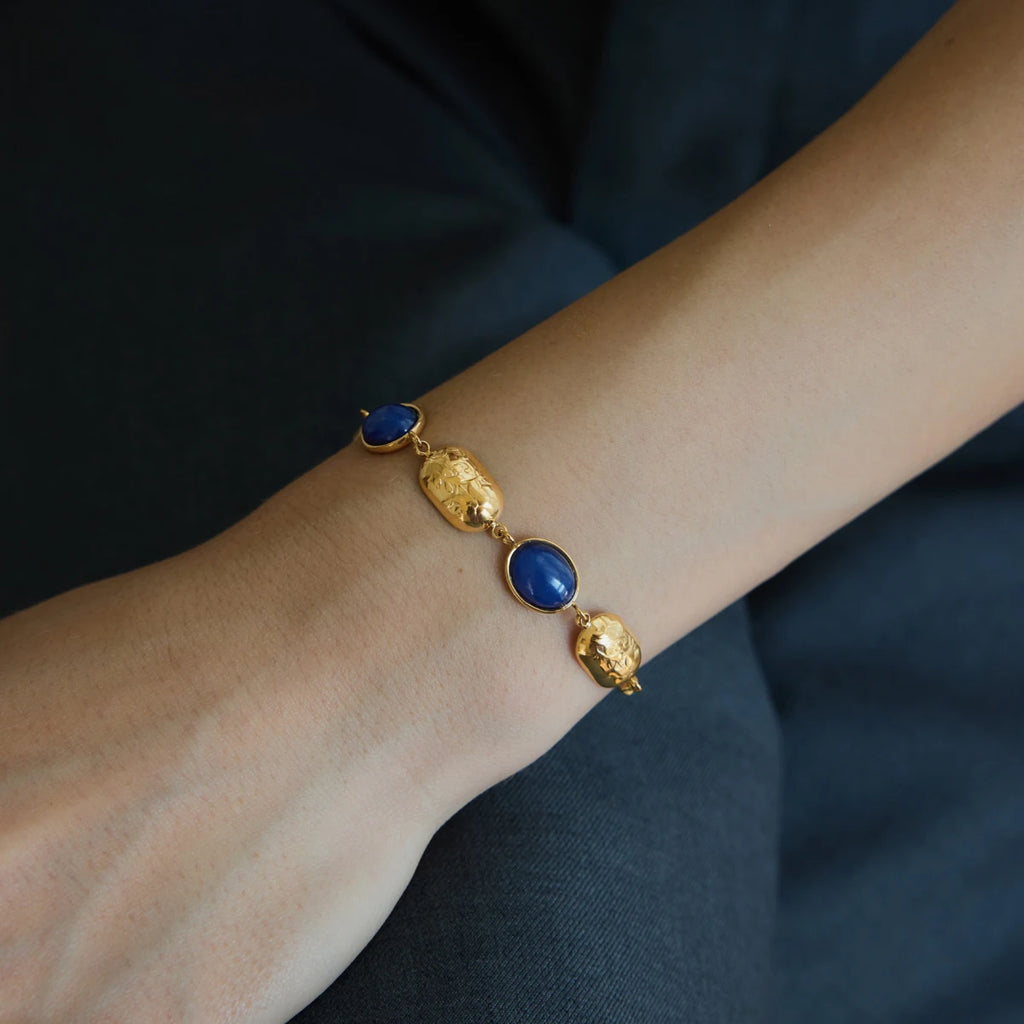 KIKA Blue Resin Red Agate Vinage Bracelet For Women Waterproof 18K Gold PVD Plated Stainless Steel Bracelet Fashion Jewelry