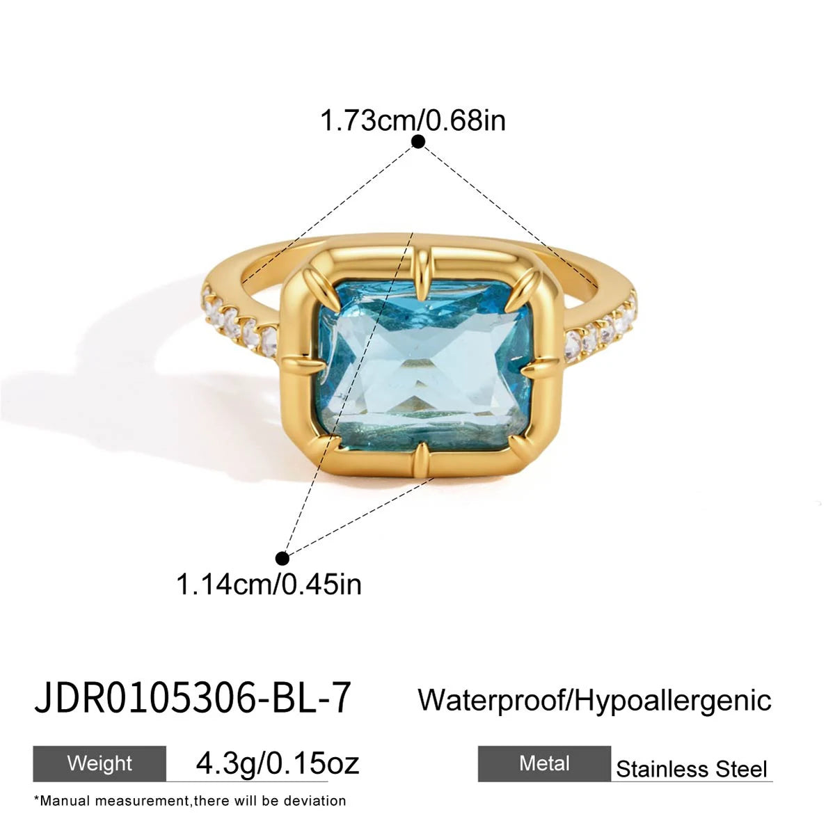 Kika Multicolor Geometric Zircon Rings For Women Minimalist 18K Gold PVD Plated Stainless Steel 315L