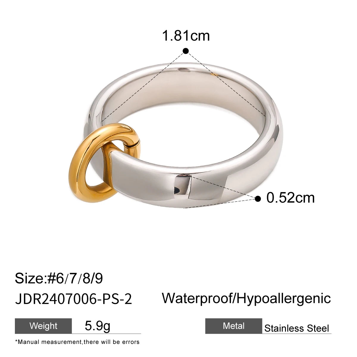 KIKA Minimalist Stainless Steel 3216L Two tone Hollow Flower Ring Stackable Texture Ring