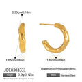 KIKA Delicate Gold Color C-Shaped Hammer Patterned Earrings  PVD Plated Stainless Steel 316L