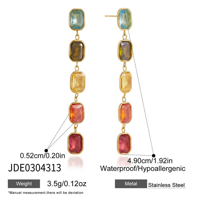 Kika Multicolor Geometric Zircon Drop Earrings