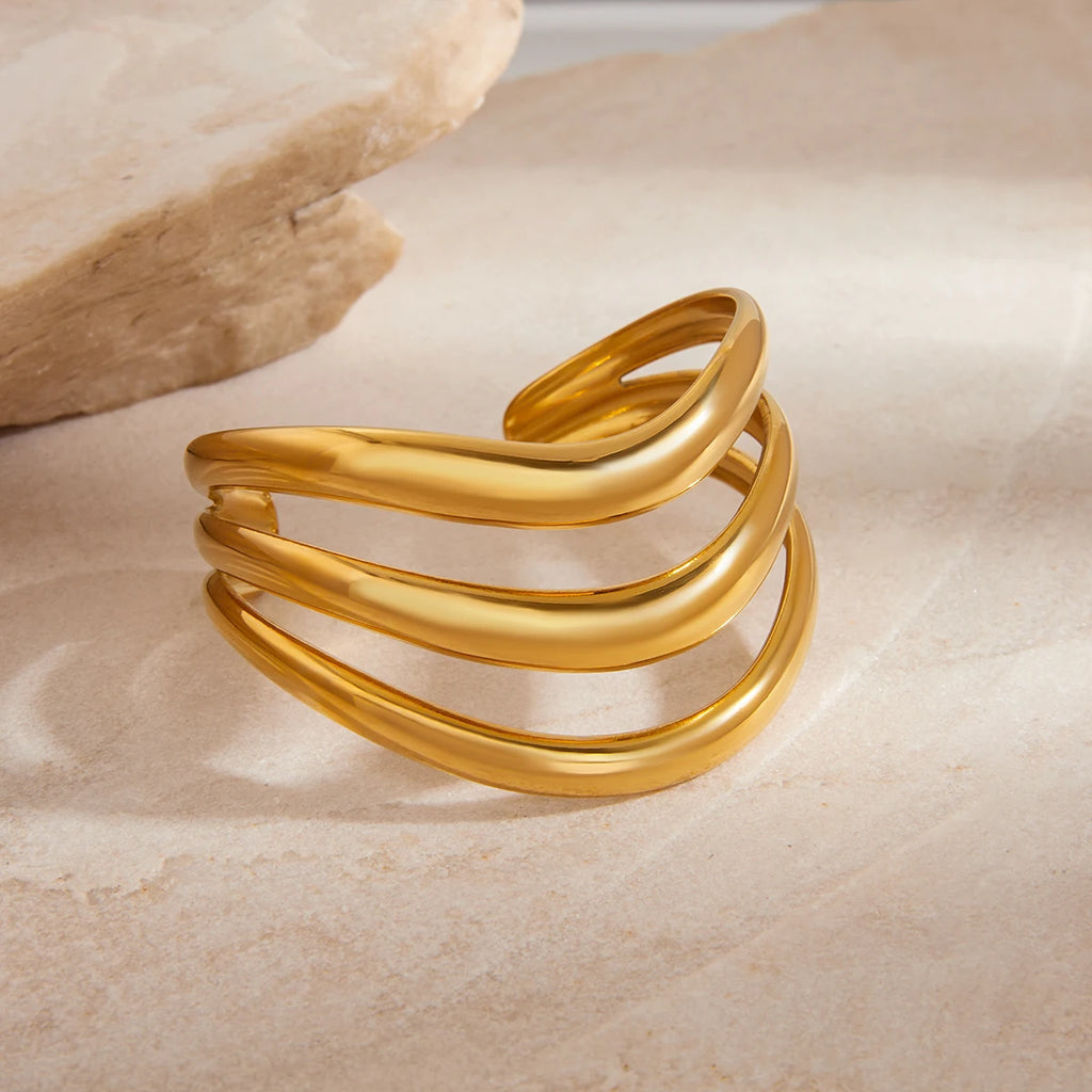 Kika Minimalist Smooth Hollow Three layer Bracelet