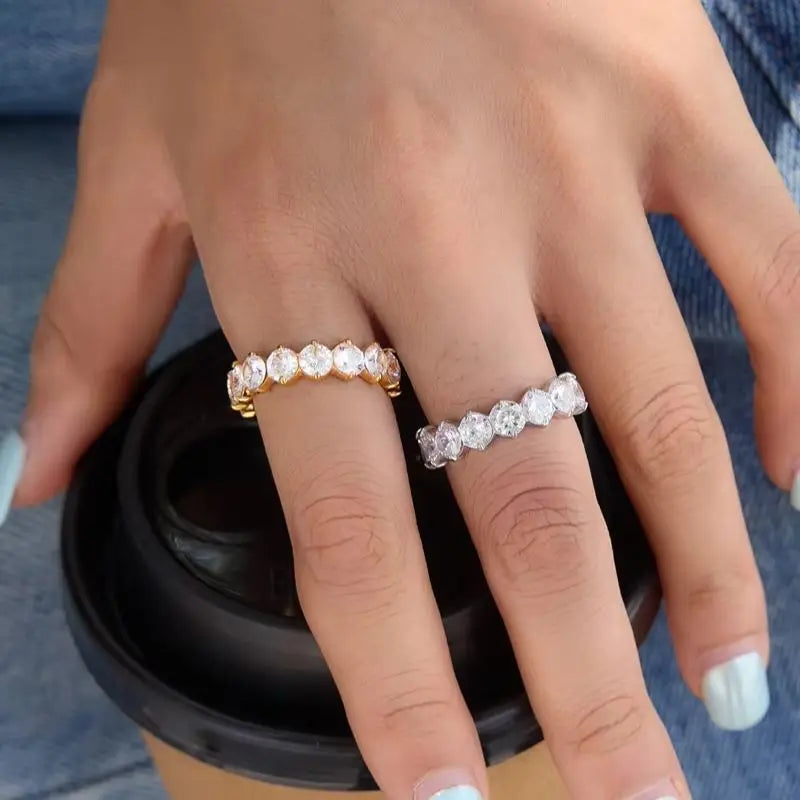 KIKA Elegant Full Round Zircon Rings  PVD Plated Stainless Steel 316Lt