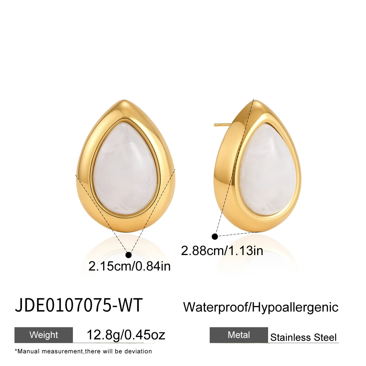 KIKA Vintage Water Drop Resin Earrings For Women Minimalist 18K Gold PVD Plated Stainless Steel Earrings Fashion Jewelry Gift