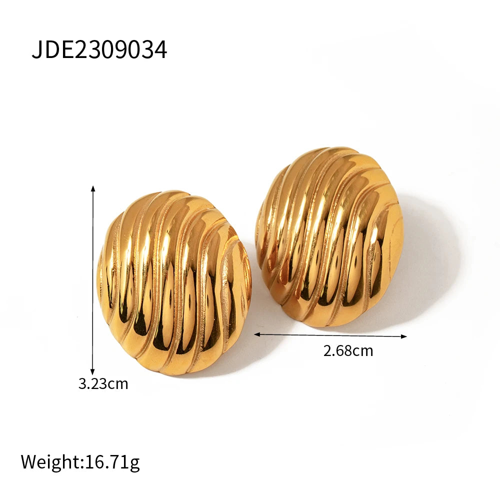 Stainless Steel Texture Ear Studs Irregular Earrings