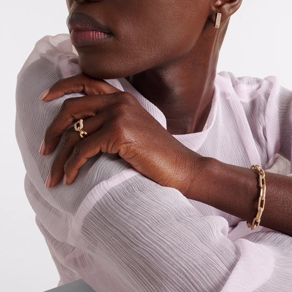 KIKA Fashion Trend PVD Plated Stainless Steel 316L Circular Hollow Ring Asymmetrical Pleated Stackable Ring Women's Jewe