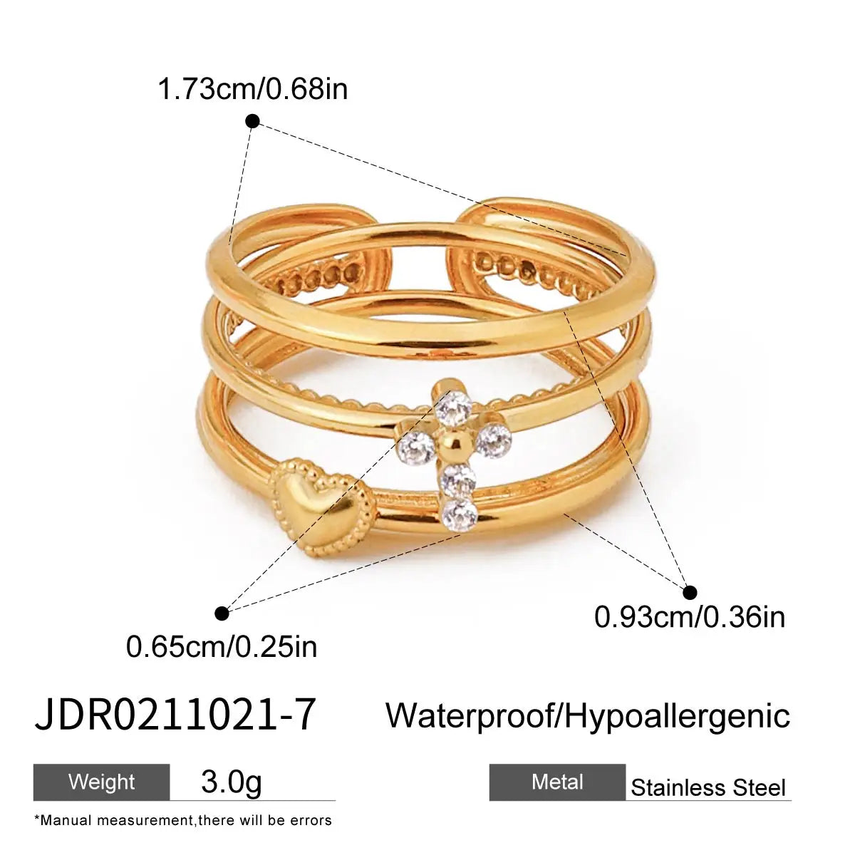 Kika Minimalist Zircon Ribbed Flower Stackable Ring